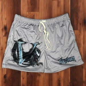 CVLA x Marvel Venom Shorts Mens XL Gray Mesh Streetwear Graphic - Picture 1 of 6
