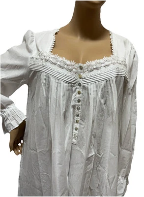 Camisón Eileen West Grande Algodón Césped Ballet Camisón Mangas Largas Blanco Foto 1 de 4