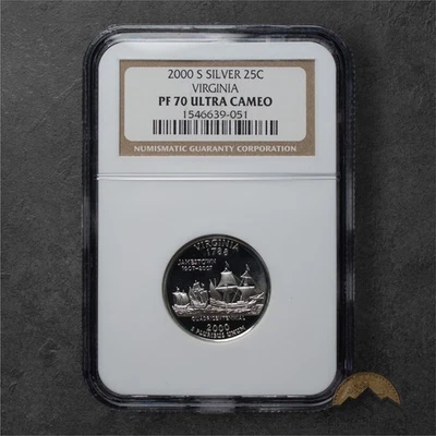 2000-S Proof Silver Virginia State Quarter 25C - NGC PF70 UCAM - San Fransisco - Image 1 of 2