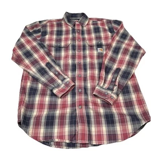 Carhartt Shirt Mens M FR Flame Resistant CAT2 Button Down Workwear Plaid Red - Picture 1 of 5