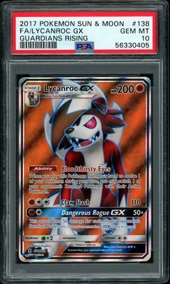 2017 Pokemon Guardians Rising Lycanroc GX Full Art #138 PSA 10 GEM MINT LOW POP - Image 1 of 2