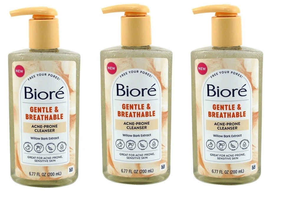 BL Biore Gentle & Breathable Cleanser Acne-Prone 6.77oz pump X 3 Packs - Image 1 of 1