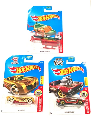 Hot Wheels Set Holiday Racers 16 Angels Roger Dodger & HW Rescue Propper Chopper - Image 1 of 4