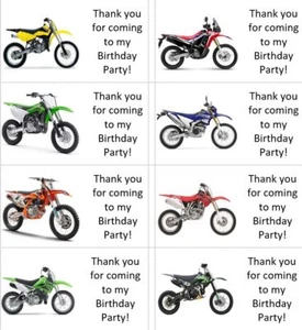40 etiquetas/pegatinas/cumpleaños/fiesta/pastel/dulces/bolso personalizadas de motocross - Imagen 1 de 1