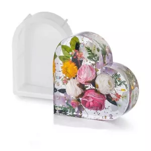 Silicone Heart Shape Resin Mold for Flower Reservation Resin Casting Home Decor - Picture 1 of 5