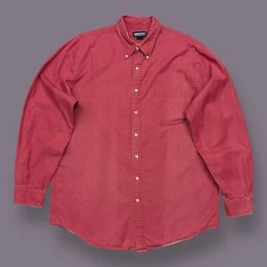 Vtg Sun Faded Button Up Shirt 90s Lands End Long Sleeve Cotton Light Red Mens XL - Picture 1 of 12