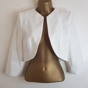 NEW DOROTHY PERKINS 10-22 White Tailored Fit Bolero Smart Cropped Blazer Jacket - Picture 1 of 7