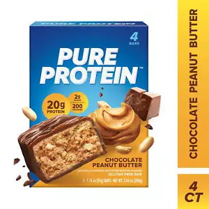 Protein Bars, Chocolate Peanut Butter, 20g Protein, Gluten Free, 1.76 oz, 4 Ct - Picture 1 of 6
