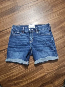 Abercrombie Kids Girls High-Rise Shortie Short Blue Jean Adjustable Size 13/14 - Picture 1 of 4