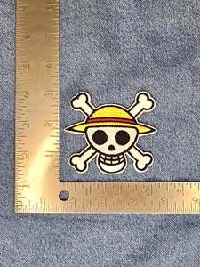 One P. Anime Straw Logo Embroidered Iron On Patch - Picture 1 of 1