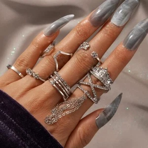 Boho Vintage Knuckle Stacking Tassel Rings Set for Women Teen Girls Finger Rings - Picture 1 of 5