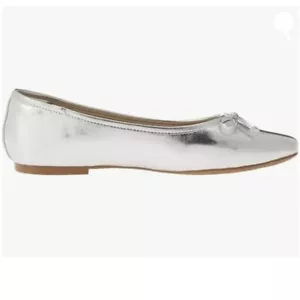 FSJ Women Cute Ballet Flats with Bowtie Round Toe Girls Comfort Sliver Shoes - Picture 1 of 7
