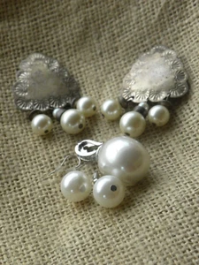 STERLING FAUX PEARL EARRING PENDANT LOT VERY TASTEFUL! - Picture 1 of 16