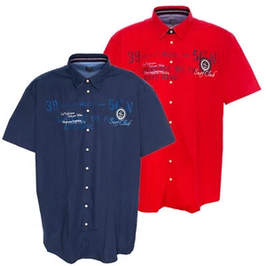 Kitaro Hemd Freizeithemd Shirt Herren Kurzarm Baumwolle Kent Kragen Rot Blau - Bild 1 von 5