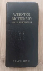 Websters Vest Pocket Dictionary Self Pronouncing Vintage De Luxe Edition - Picture 1 of 9