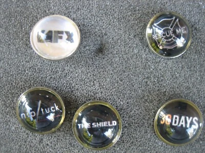 FX tv Glass PUSH PIN Set 5 pc Decorative Memo Board Office NIP/TUCK The Shield - Image 1 of 4