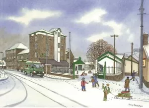 Felinfoel Brewery Llanelli in the snow - Christmas Card - Tony Paultyn - Picture 1 of 3