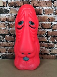 Rare AJ Renzi Corp Dog Plastic Blow Mold Bank Pink/Red Basset Hound