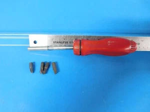 USED, SNAP ON TOOLS  " RED " MAGNETIC SCREWDRIVER WITH   4  BITS. - Picture 1 of 2