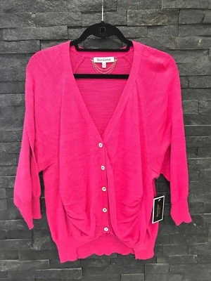 Новый с Ярлыками Juicy Couture Dragonfruit малиновый цвет хлопок кардиган Sz XL $128 - Изображение 1 из 4