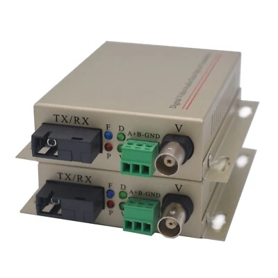 Multimode SC Analog Video Converter over Fiber Optic,BNC to Fiber MMF 1.5Km 1Set - Image 1 of 4