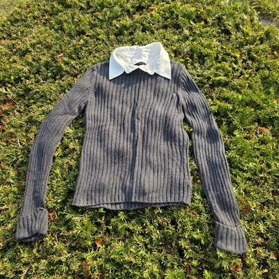 Suéter The Limited Gris Acanalado con Cuello Extraíble Talla Pequeña Foto 1 de 4