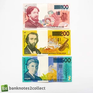 BELGIUM: Set of 3 Belgian Franc Banknotes. - Picture 1 of 3