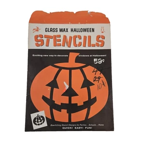 Vtg 1950's Glass Wax Halloween STENCILS for Decorating Windows and Mirrors - Picture 1 of 13