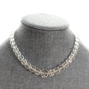 Vintage Faceted Cut Rock Crystal Quartz Sterling Silver Clasp Choker Necklace - Picture 1 of 4