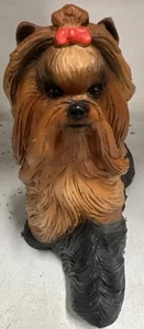 Vela de cera pintada Yorkshire Terrier vintage esculpida perro muy detallada - Imagen 1 de 2