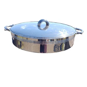 Christian Dior Covered Serving Dish Silverplate 10.5" Modernist Vintage 1970s - Picture 1 of 15