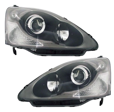 Scheinwerfer Set für Honda Civic VII 2003-2005 EU EP H1 HB3 Halogen Schwarz - Bild 1 von 4