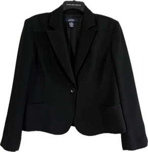 Womens Jacket Blazer Jones Wear Essentials Petite Black One Button Size 14P - Picture 1 of 6
