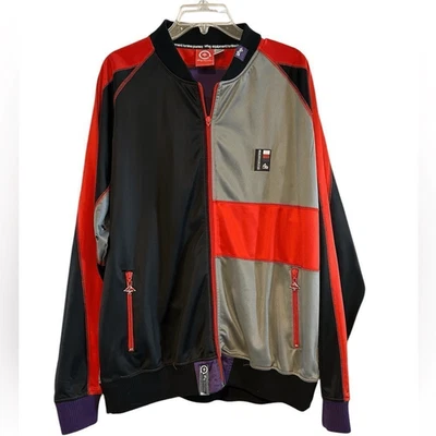 LRG Vintage Track Jacket Black, Gray, Red, Purple Color Block XL - Image 1 of 4