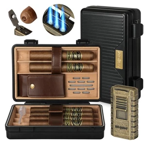Portable Cedar Wood Lined Cigar Case, Waterproof Anti Pressure Sealed Storage... - Bild 1 von 7