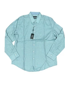 Hugo Boss Men’s Slim Fit Mint Green Woven Pattern Button Up Sport Shirt Size 2XL - Picture 1 of 3
