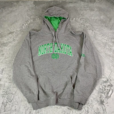 Sudadera con Capucha Marca Old Varsity Dakota del Norte Gris Con Logo Verde Para Hombre L Foto 1 de 4