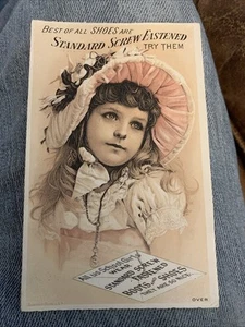 (A) Standard Screw Fastened Boots And Shoes Victorian Trade Card - Picture 1 of 2