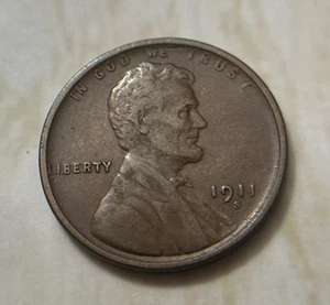 1911-S San Francisco Mint Copper Lincoln Wheat Cent - Very Nice Coin - Picture 1 of 2