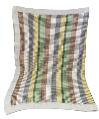 Babies R Us Baby Blanket Cotton Waffle Knit Striped Muted Colors 27 x 35 - Изображение 1 из 4