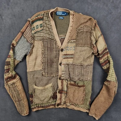 Polo Ralph Lauren Envejecido Patchwork Tweed Lino Seda Cárdigan Suéter Pequeño Foto 1 de 4