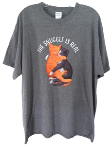 The Snuggle is Real Cats Damen XL Tshirt grau Grafik Tee Port & Co Baumwolle - Bild 1 von 6