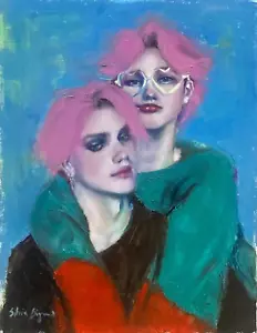 SILVIA BIGNAMI 'THE TIK TOK COMBO' OLIO SU TELA 35X45CM 2023 LUXURY - Foto 1 di 12