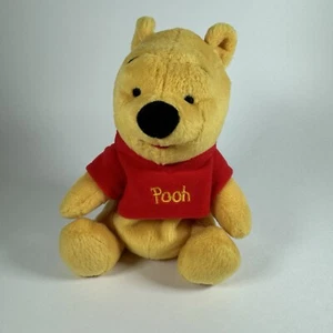 Mattel Arcotoys Plush Winnie The Pooh Bear Yellow Red 6" Disney Bean Bag Toy - Picture 1 of 9