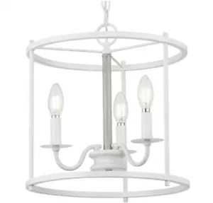 Somstreet 13.75" 3-Light Cottage White Cage Pendant Light Bleached Oak Accents - Picture 1 of 10