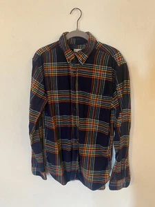 Merona Tartan Flannel Casual Long Sleeve Button Up Shirt Mens Size Small S Blue - Picture 1 of 11