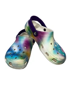 Crocs Classic Multicolor Tie Dye Slip On Comfort Clogs Junior Size 3 - Picture 1 of 12