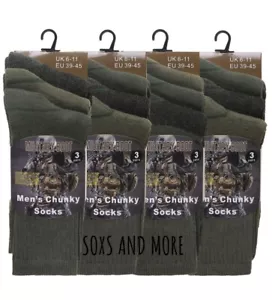6 Pairs Mens Army Military Socks Thermal Hiking Boots Combat warm UK 6-11 - Picture 1 of 4