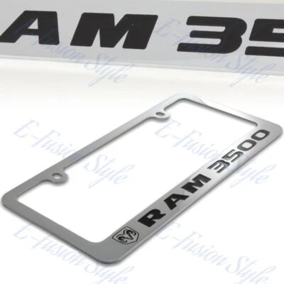 НОВАЯ хромированная латунная металлическая рама номерного знака с логотипом DODGE RAM 3500 с винтовыми крышками!! - Изображение 1 из 2