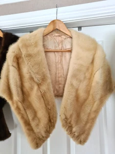 2x Vintage Real Mink Fur Stole Coats - FREE POST - Picture 1 of 6